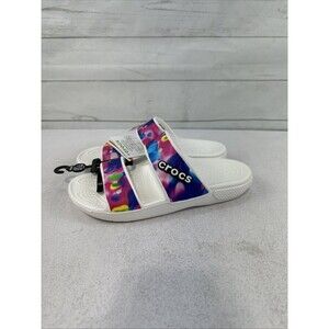 Crocs Classic Solarized Slide Sandals 207771-102 Two Strap Blue White M4 W6